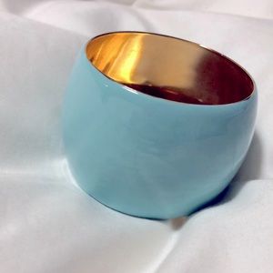 Turquoise metal Bangle 2”thick